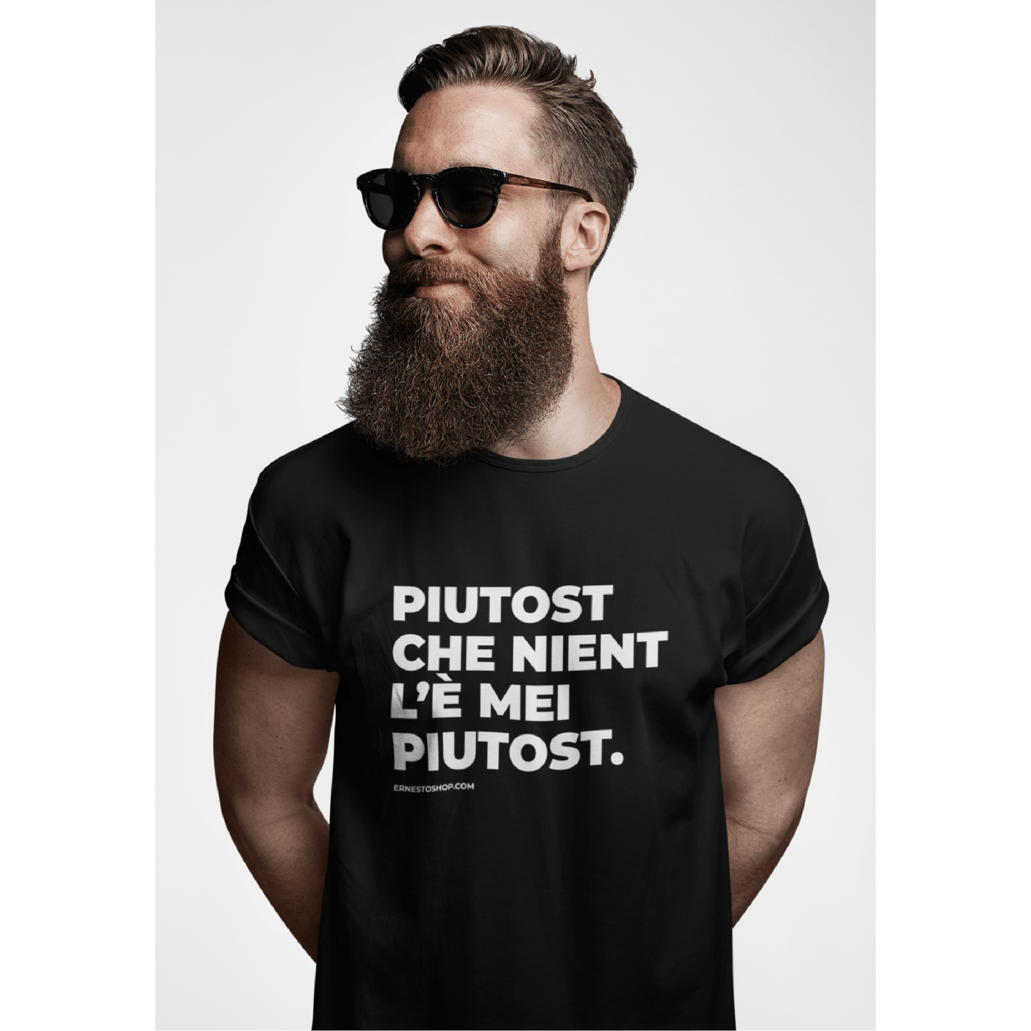 T-shirt PIUTOST maniche risvoltate NERA - ErnestoShop Concept Store