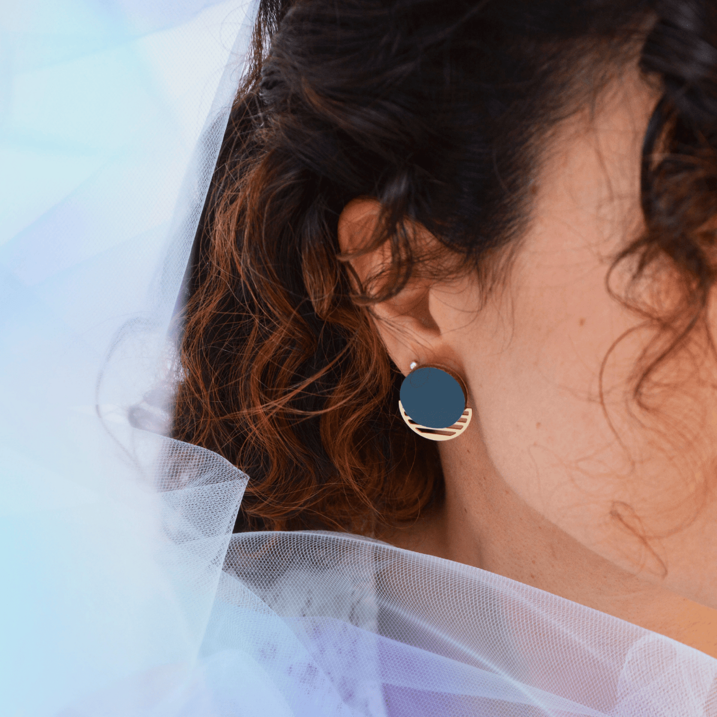 Orecchini legno e ottone collezione Mare colore Navy - ErnestoShop Concept Store