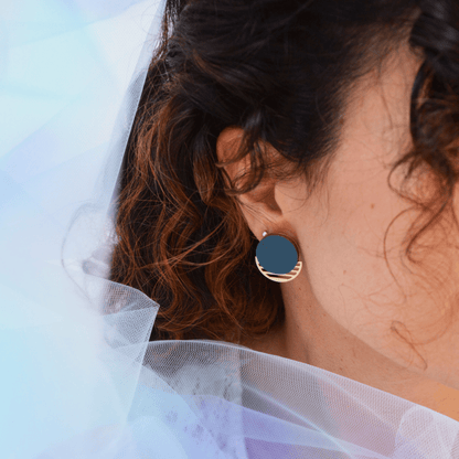 Orecchini legno e ottone collezione Mare colore Navy - ErnestoShop Concept Store