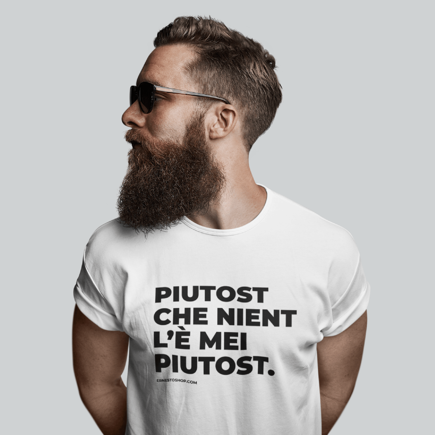 T-shirt PIUTOST maniche risvoltate BIANCA - ErnestoShop Concept Store